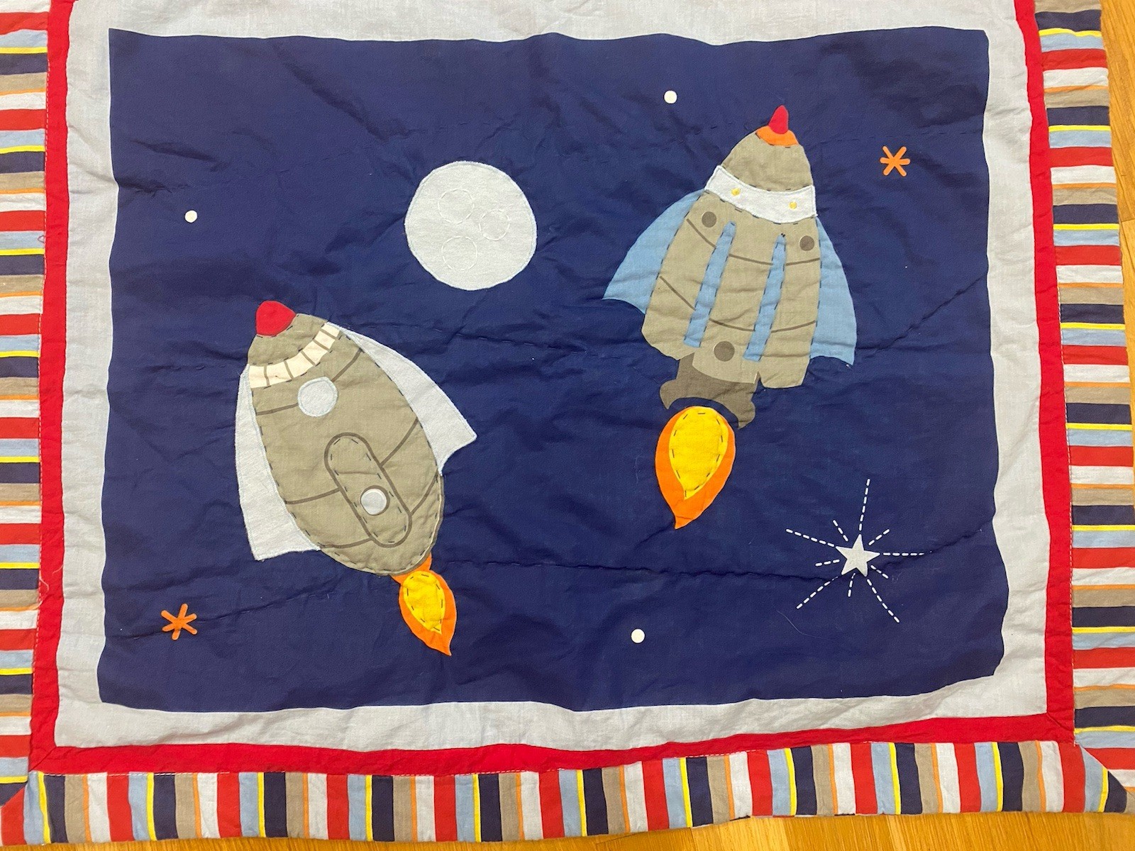Juego de 2 fundas de almohada Circo Space Rocket fundas de almohada acolchadas bordadas