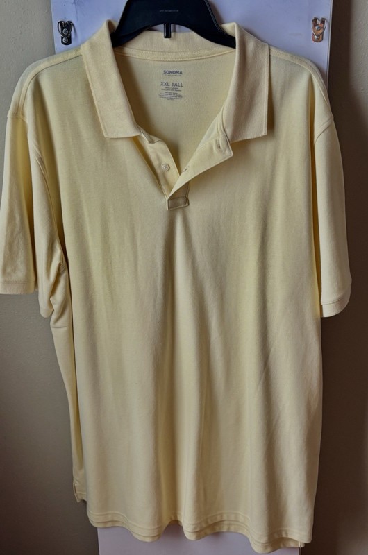 Sonoma Mens 2xl Tall Yellow  Cotton-Blend Short-Sleeved Polo Shirt!