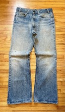 Vintage 70s 34x32 Levi's Orange Tab Light Wash Bell Bottom Flare Jeans USA