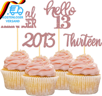 24 StüCk Glitzer 13. Geburtstag Cupcake Topper, Geburtstagsdeko 13 Von 2013 FüR