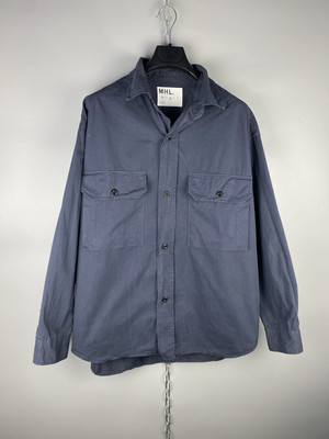 MHL Margaret Howell Mens Cotton Navy Blue Button Overshirt Jacket 