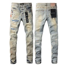 New purple Brand Men's Spash-INK Personality Fashion Jeans Hot