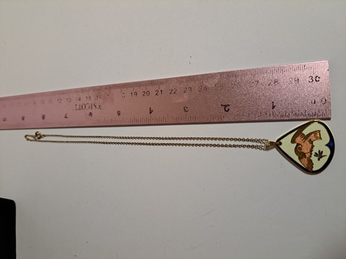 Collana vintage ciondolo smalto caraibi tono oro uccellino colomba pace cloisonné anni 70 - Foto 6 di 6