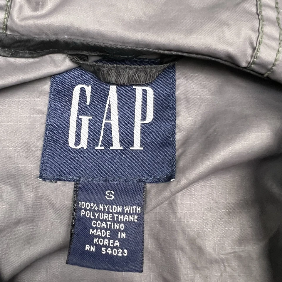 VTG 90s Y2K Gap Anorak Small Green Windbreaker Lightweight Hooded Ripstop Pouch - Image 4 of 4