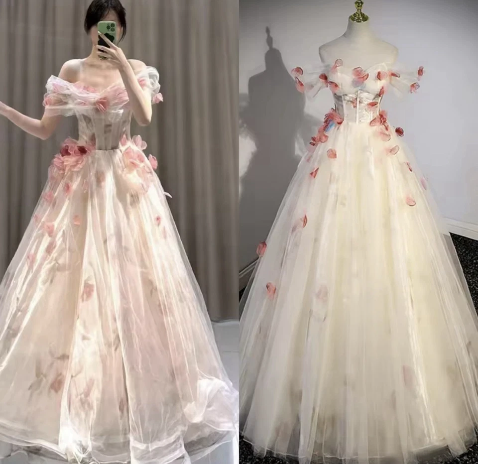 Pre-owned Off Shoulder Rose Petal Prom, Elegant, Princess Puffy Tulle Dress Gown - Image 2 of 4