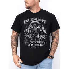 Oversized Emiliano Zapata Mexican Revolution Graphic T‑Shirt, 100% Cotton Casual