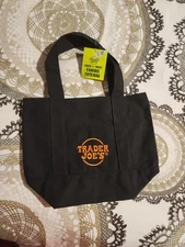 Trader Joes Mini Canvas Tote Bag🔥New With Tag🔥Black!🔥