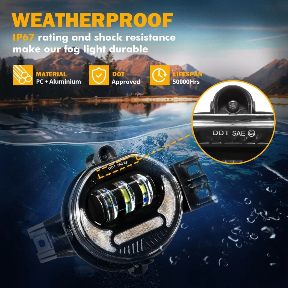 LED Fog Lights DRL Lamps For 2002-2008 Dodge Ram 1500 2003-2009 Ram 2500 3500 - Image 3 of 4