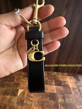 NWT COACH LEATHER RIVET LOOP BAG CHARM KEY RING LOOP CX204 black