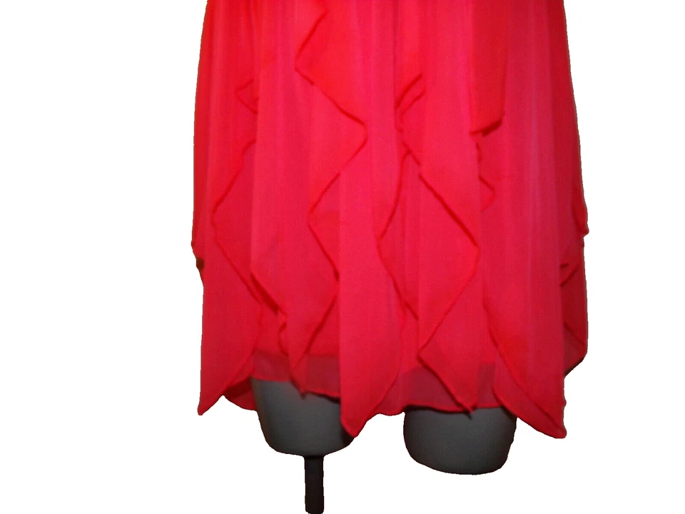 Vestido de fiesta MY MICHELLE coral sin tirantes lentejuelas dobladillo pañuelo, Jr. Talla 3  Foto 4 de 4