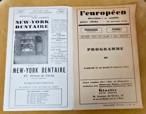 Programme de spectacle L'EUROPEEN 1935 GEORGIUS GERMAINE LIX André DARVILLE - Foto 2 di 3
