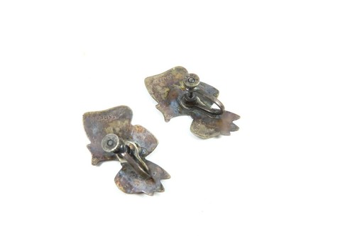GORGEOUS VINTAGE STERLING SILVER EARRINGS FLORAL BOUQUET SCREW BACK EARRINGS - Picture 5 of 8
