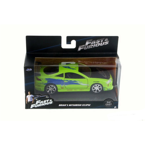BRIAN'S MITSUBISHI ECLIPSE 1995 FAST & FURIOUS LIME GREEN 1:32 Jada Toys Movie - Foto 3 di 3