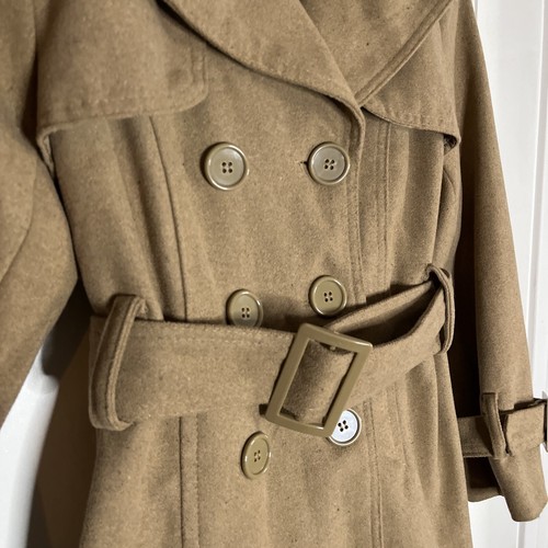 YOKI Tan Double Breasted Belted Coat Juniors Size XL/16 Jacket Pockets - Picture 3 of 10