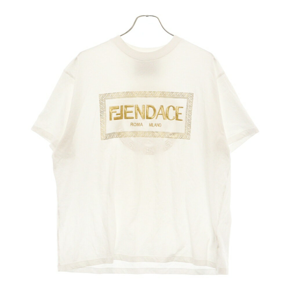 FENDI × VERSACE Fendace Gold Embroidery T-Shirt White M Rare 