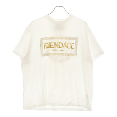 FENDI × VERSACE Fendace Gold Embroidery T-Shirt White M Rare  