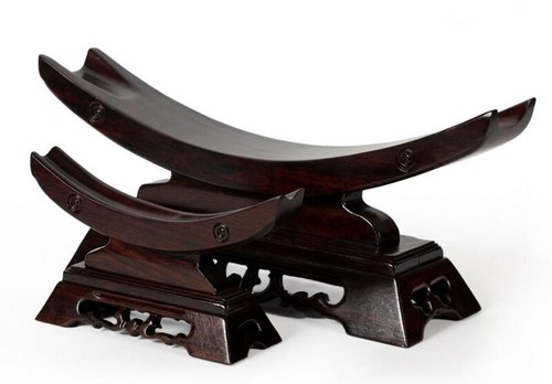 Solid Ebony Wood Samurai Sword Knife Dagger Blade Gun Holder Display Rack - Picture 1 of 10