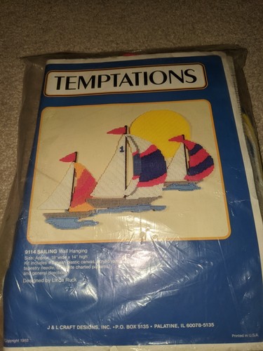 Temptations Needlepoint Plastic Canvas Kit Sailing #9114 Linda Ruck - Picture 1 of 2