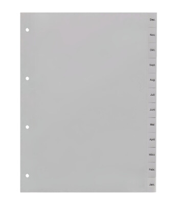 Ordnerregister Dez.-Jan., Monatsregister, Register aus PP für DIN A4 Ordner