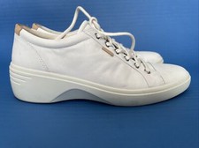 ECCO Soft 7 Women's White Leather Lace Up Sneakers Cap Toe Size 41 US 10 EUC 