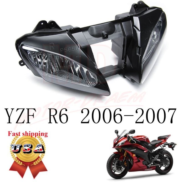 Black Front Headlight Head Light Lamp Assembly For Yamaha YZF R6 YZFR6