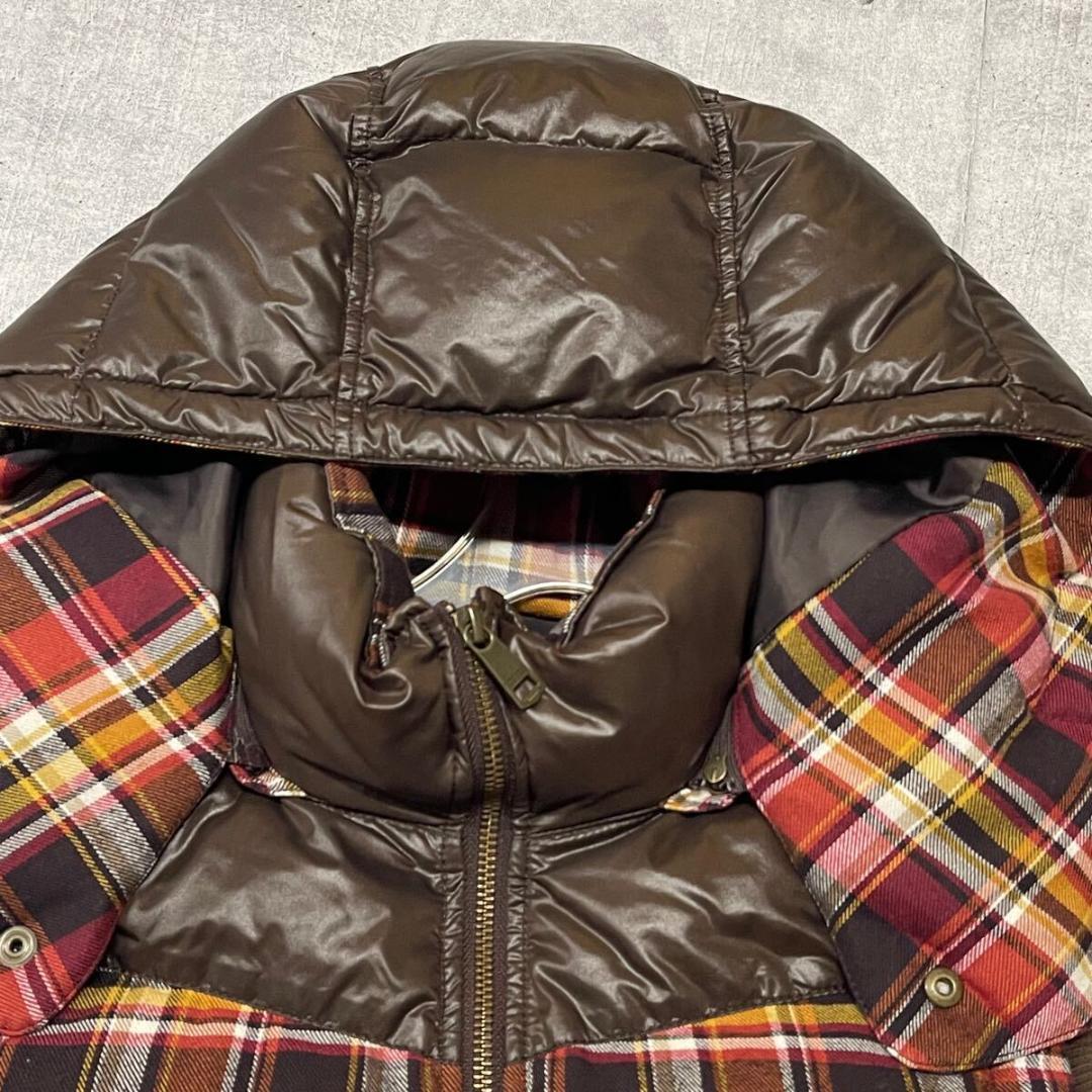 Burberry Black Label Down Vest Check Pattern Removable Hood Burberry Black Label Down Vest Check Pattern Removable Hood