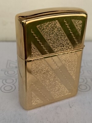 ZIPPO LIGHTER SWIRL DIAGONAL GOLD PLATE DOUBLE FACE 1994 NEW NUOVO