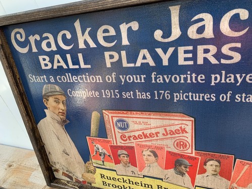 1915 Cracker Jack Antique Style Art Wood Baseball Card Ad Sign Ty Cobb 12x16 - Picture 2 of 6