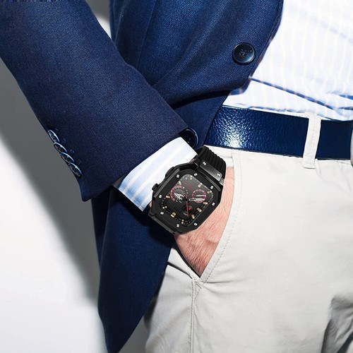 Lussuosa custodia in metallo robusto con cinturino in silicone per Apple Watch Series 9 8 7 6 5 SE - Foto 9 di 16