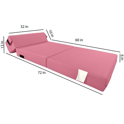 Lounger Folding Foam Mattresses, Portable Sleeper Chair Bed 6x32 x 80, Pink - Picture 9 of 10