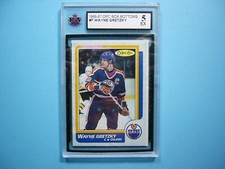 1986/87 O-PEE-CHEE HOCKEY BOX BOTTOM CARD #F WAYNE GRETZKY KSA 5 EX SHARP!! OPC
