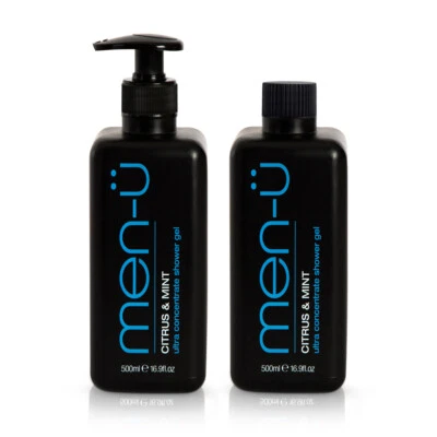 MEN-Ü men-u Citrus & Mint Shower Gel 500ml | Supersize Body Wash with Pump