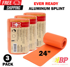 Ever Ready First Aid Universal Aluminum Splint 24 Inch Rolled Orange - 3 Pack