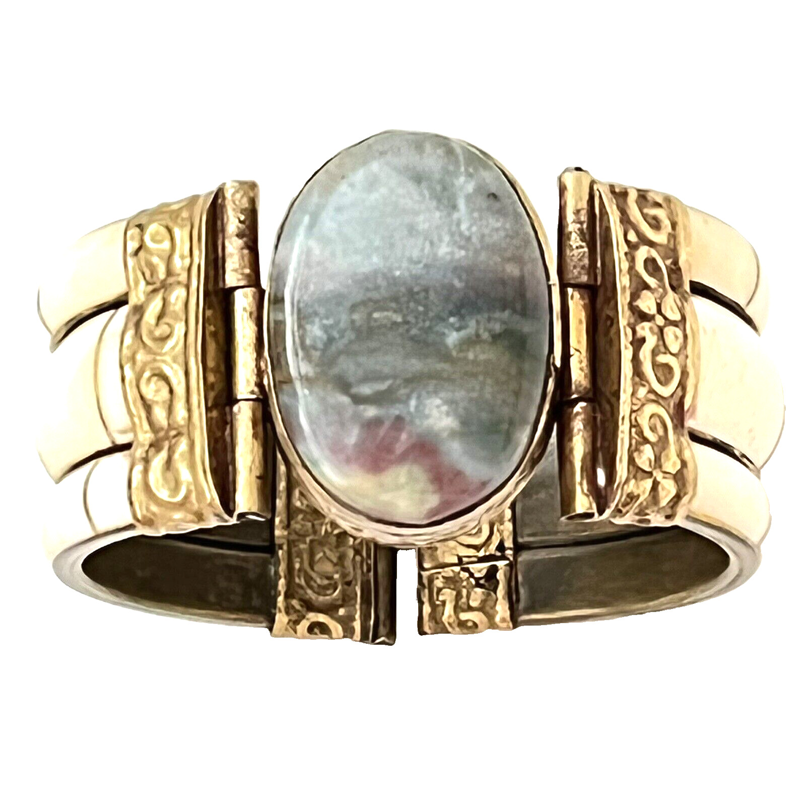 Gemstone Bangle Agate Tribal Statement Cuff - image 1