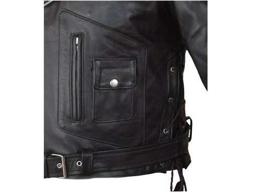 Terminator Arnold Schwarzenegger Black Double Rider Biker Jacket | Gift for Him - Picture 5 of 7