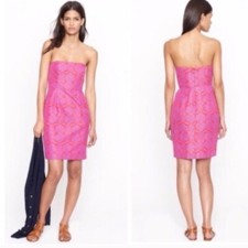 NWT Jcrew Red Ella Medallion Strapless Mini Dress