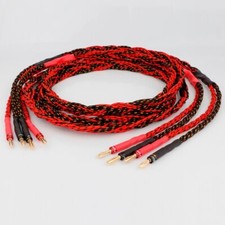 Pair HiFi Banana Plug Speaker Cable Oxygen-Free-Copper Loudspeaker Audio Wire