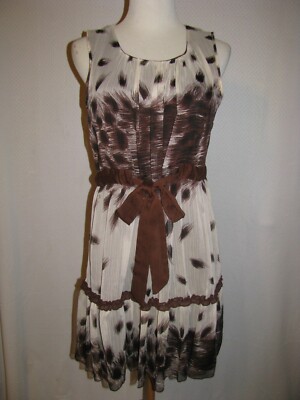 Womens Bar III Macys Brown Ivory Feather Sleeveless Dress S | eBay