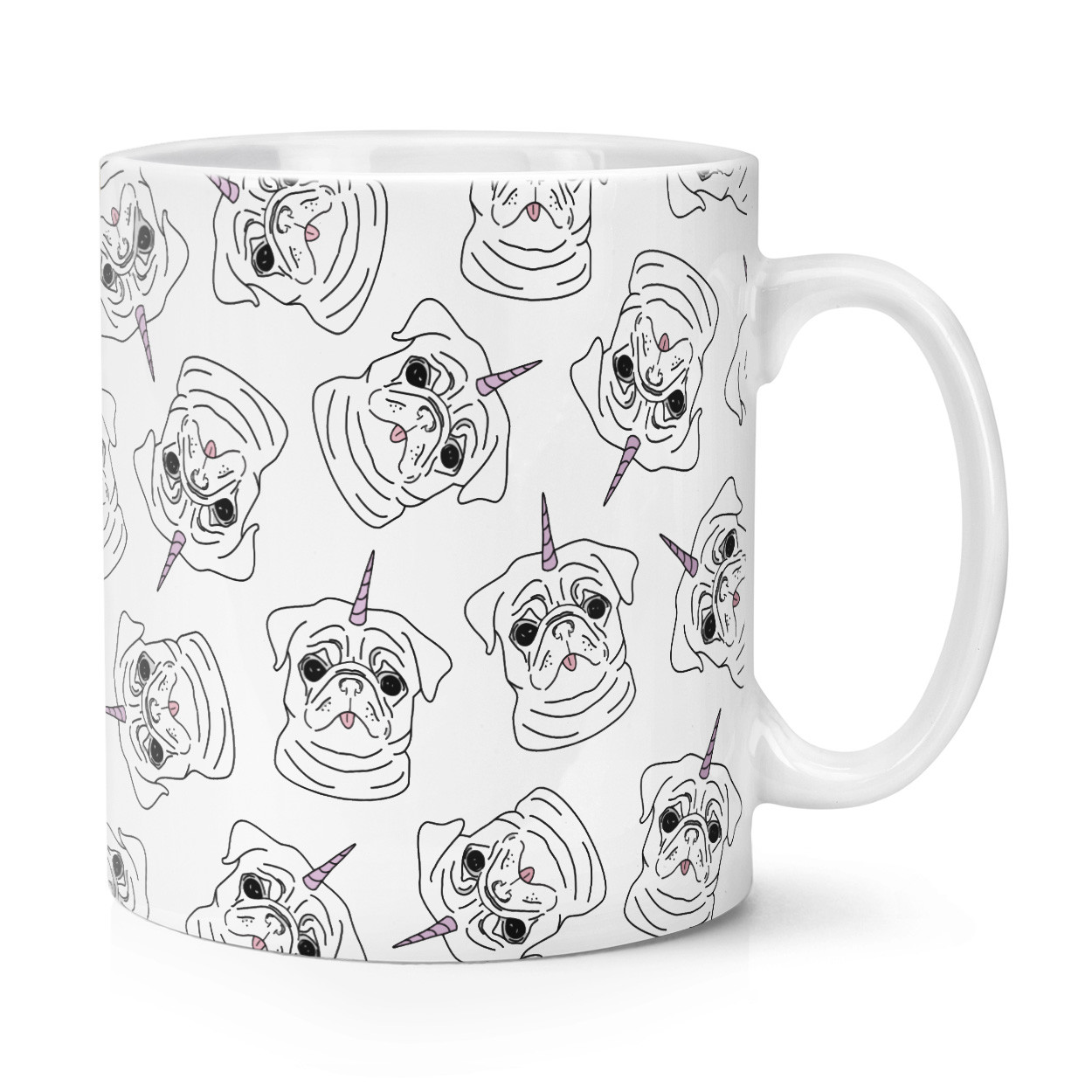 Pugicorn Pattern 10oz Mug Cup - Funny Pug Unicorn Dog Cute Animal