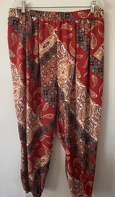 Shein Curve Pants Red Paisley Pull On Harem Style Women s Size 4X