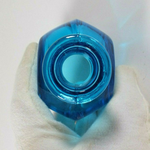 Vintage Bud Vase, Blue Glass Jar Decor, No Lid, No Markings, 3.5" Tall - Picture 4 of 7