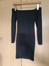 PLT size 6 black bardot strapless off-shoulder mini bodycon dress party nightout