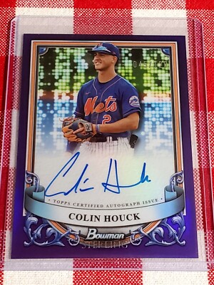 Colin Houck 2024 Bowman Sterling Purple Refractor On-Card Auto 045/120 Mets