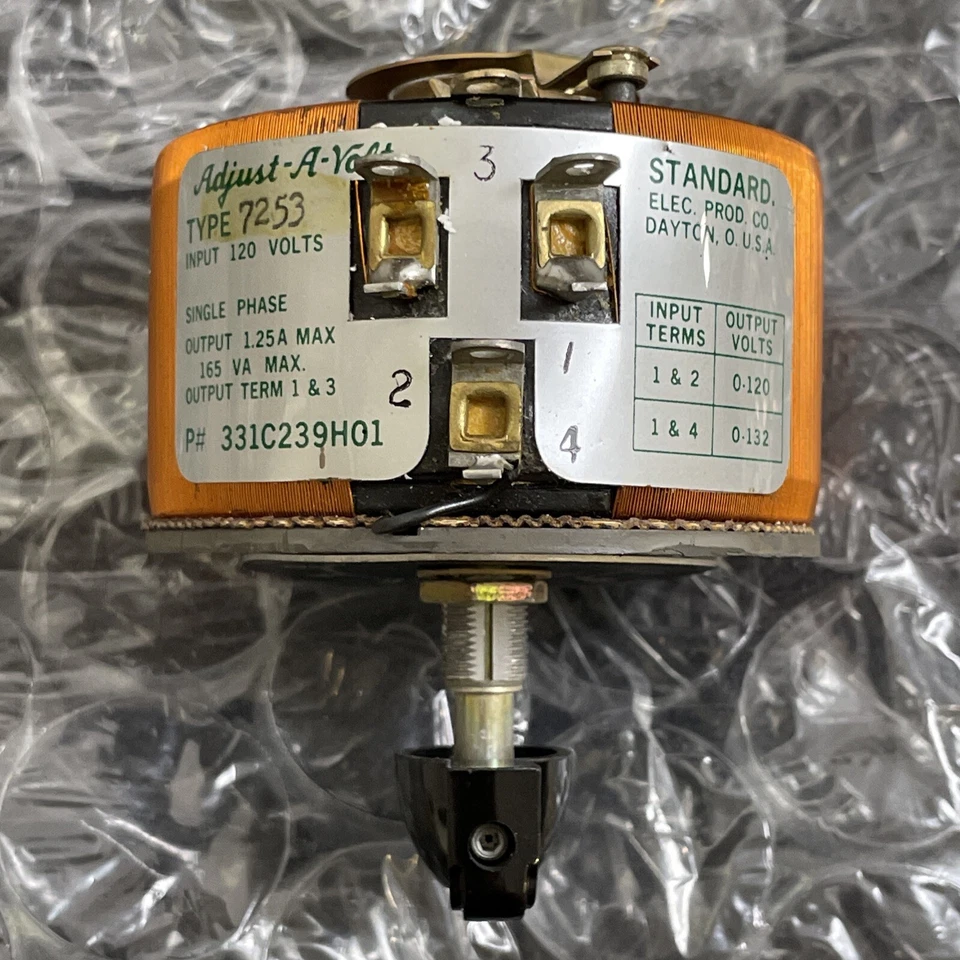 Vintage STANDARD ELEC. PROD. CO. 331C239H01 Variable Transformer Type 7253 - Image 3 of 4