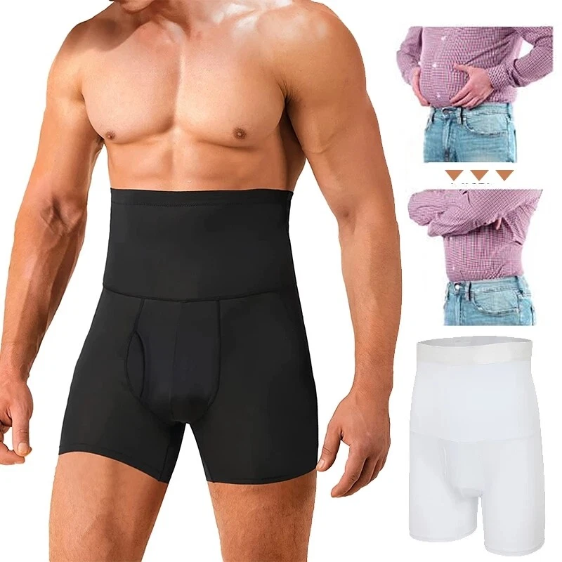 Men Compression High Waist Boxer Shorts Belly Stomach Slimming Body Shaper  Pants