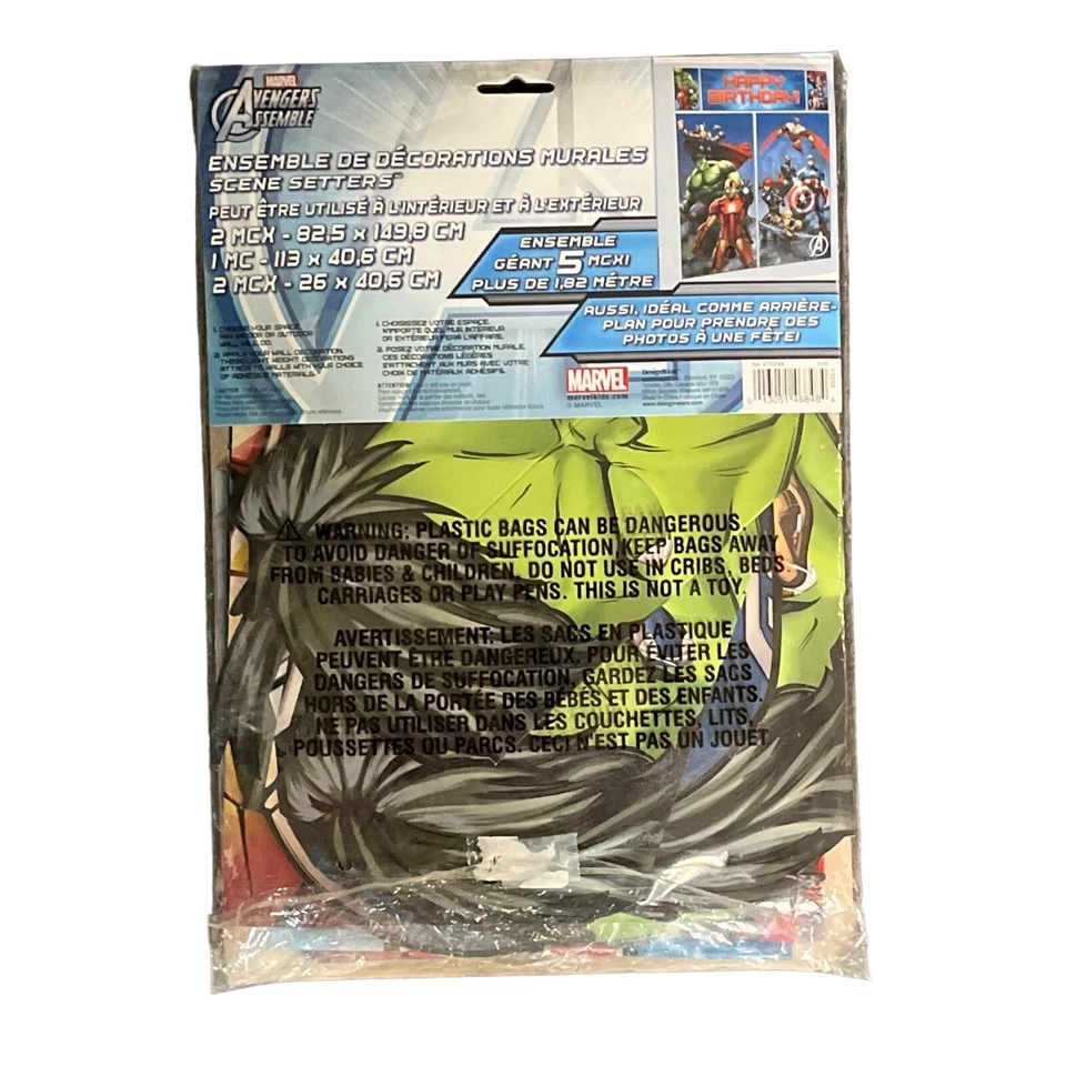 Juego de 5 piezas de decoración de pared de vengadores Assemble escena de cumpleaños Marvel Foto 4 de 4
