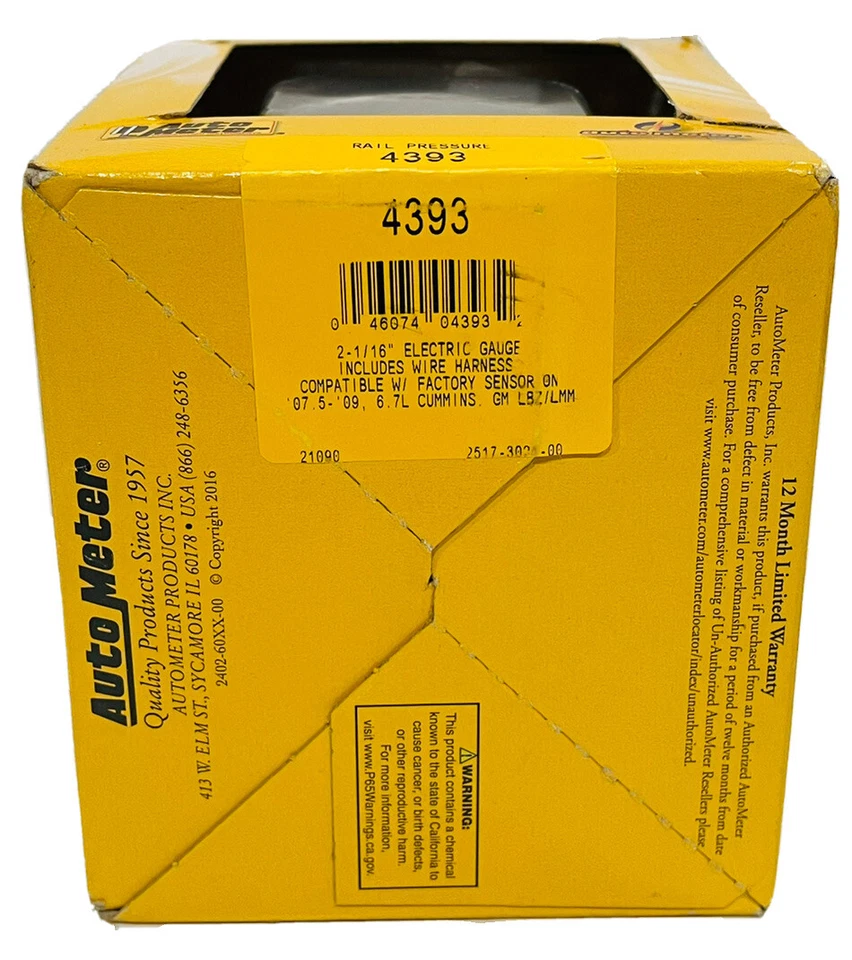 Medidor automático 2-1/16" medidor de pressão trilho de combustível Ultra-Lite 0-30K PSI Cummins diesel - Imagem 2 de 2