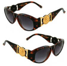 Medusa Metal Gold Logo 413 Medium Brown Sunglasses Vintage Style Biggie 852