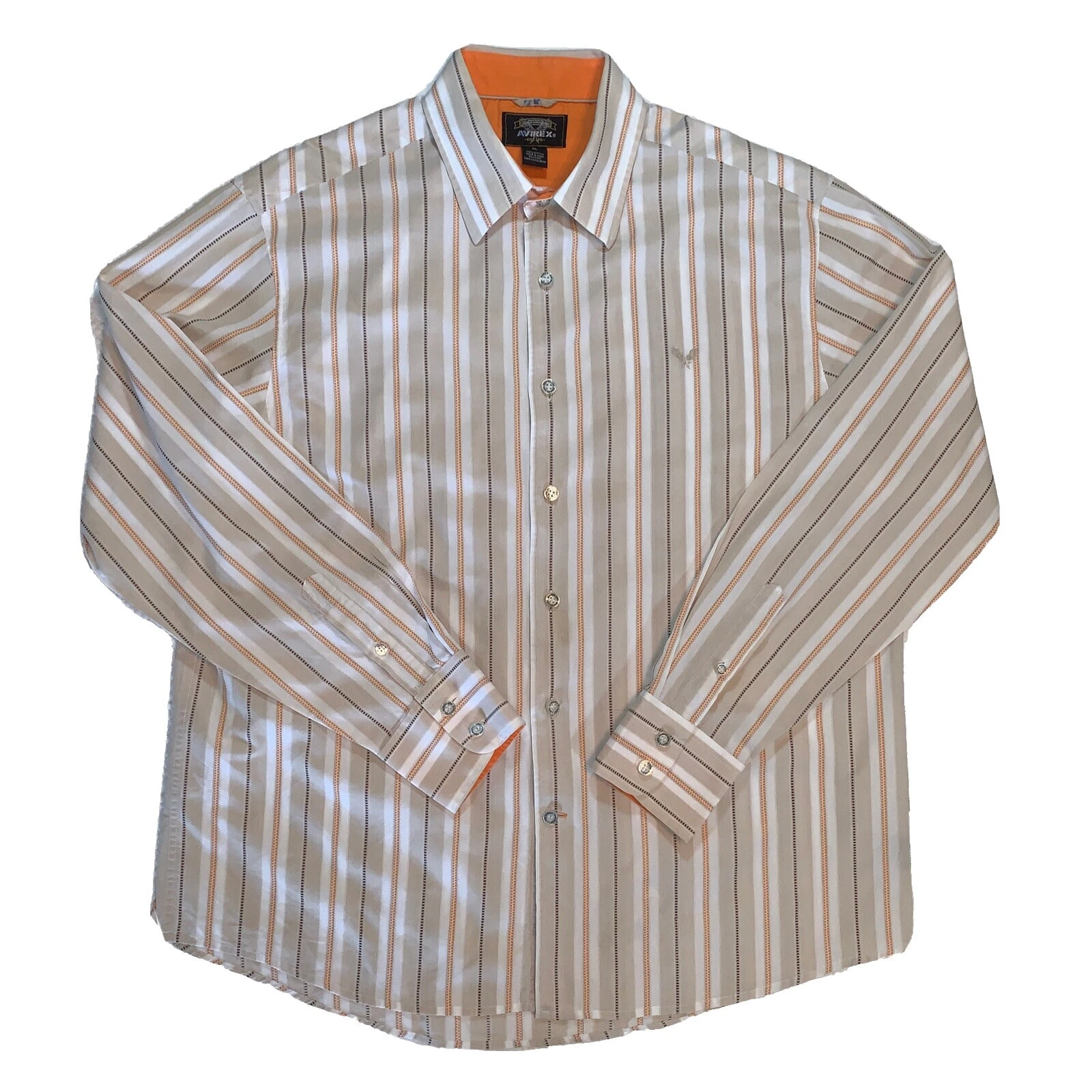 Botón informal a rayas de algodón Avirex-Down Shirts for Men