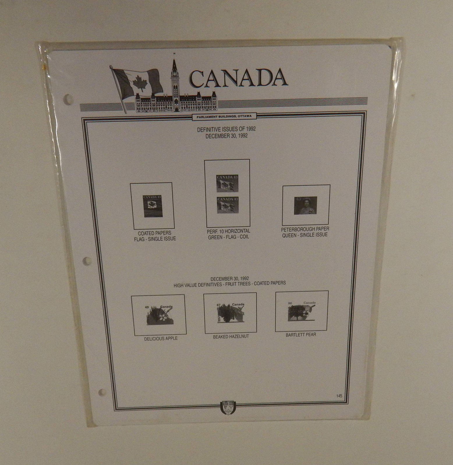 Canadian Wholesale Supply Parliament Canada Stamp Album Supplement 1993